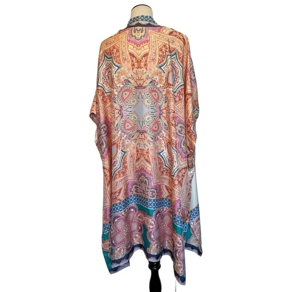 Chicos silk multi colored tie front kimono large/extra large. - Picture 3 of 14